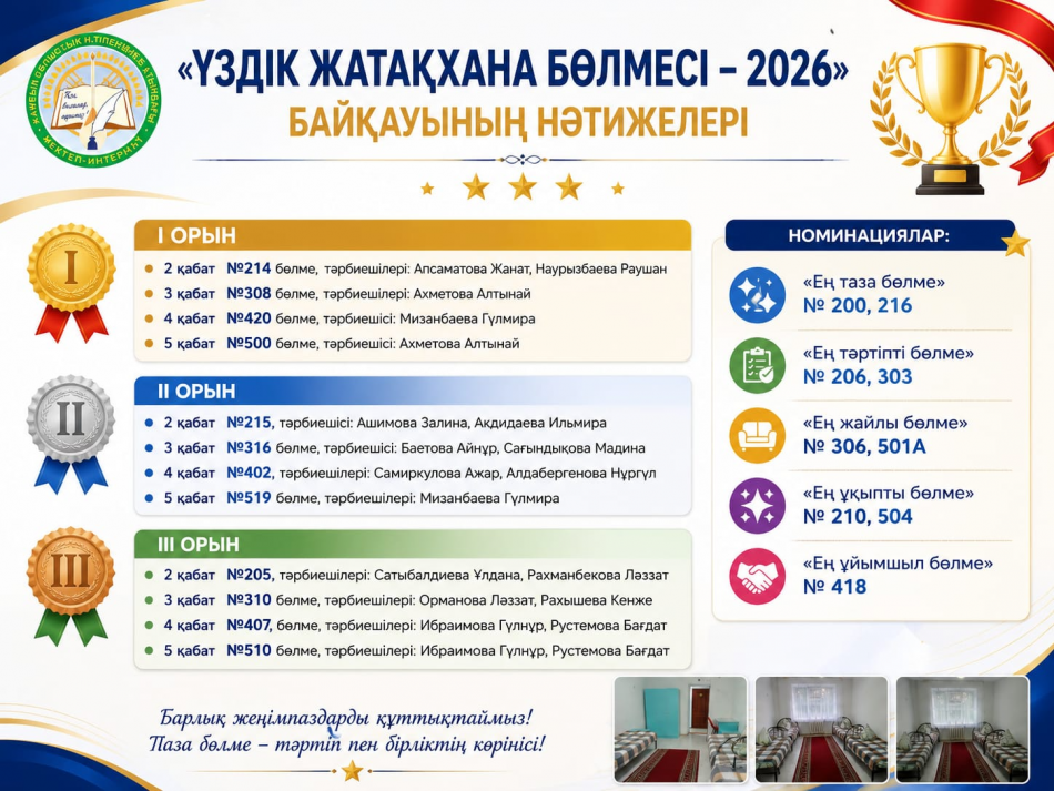 Үздік жатақхана бөлмесі-2026» байқауы